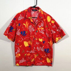 Vintage 80s Woolrich Men's Button Up Shirt Size Med - Wild Multi Color Pattern